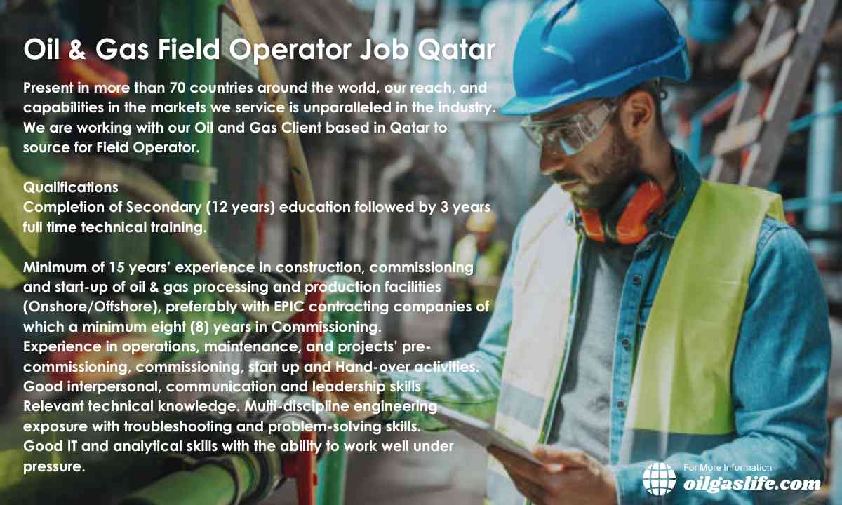 Field Operator Oil & Gas Job Doha, Ad Dawhah, Qatar - oilgaslife - Earn ...
